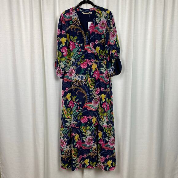 Soft Surroundings Navy Blue Paisley Samantha Maxi Dress Sz.L NWT - Picture 6 of 16